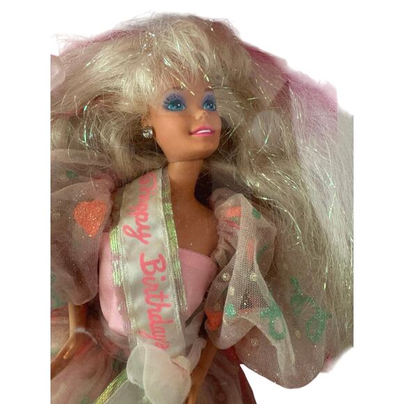 Vintage 1990 Happy Birthday Barbie Doll Mattel Pre-owned - Picture 3 of 8